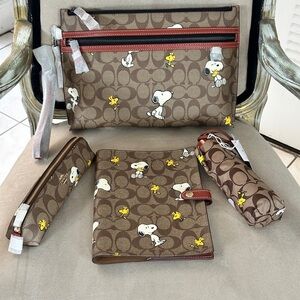 Coach X Peanuts Signature Snoopy pouch, pencil case, notebook, umbrella bundle